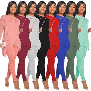 Kobiety stałe kolory stroje plus size 2xl kombinezon do joggingu jesienne ubranie zimowe długie rękawy Bluzy+spodnie dwuczęściowy zestaw sportowy 4320