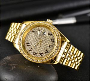 Relogio Masculino Diamond Mens orologio Orologio di lusso Donne Fashion Black Dial Calendar Gold Bracciale pieghevole Class Maestro Regali maschili Coppia Orologio regalo