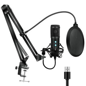 2020 USB Компьютерный микрофон HD20 Металлический конденсатор Mikrofon Kit Реальный мониторинг для потоковой передачи вещания и видео YouTube