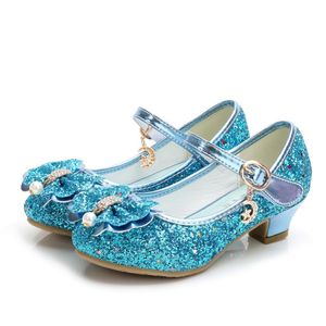 Spring Children Shoes Girls High Heel Princess Dance Sandals Kids Shoes Glitter Leather Fashion Girls Party Dress Wedding