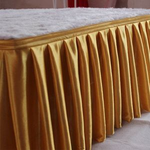 Lyx Multi Color Ice Silk Table Kjol Vit Bordduk Bröllop Bord Skirting för Event Party Bancett Hotel Catwalk Decor Y200421