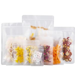 100pcs lot Frosted Zipper Plastic Bag Reusable Self Seal Pouch Flat Bottom Smell Proof Food Storage Package Bags for Snack Tea