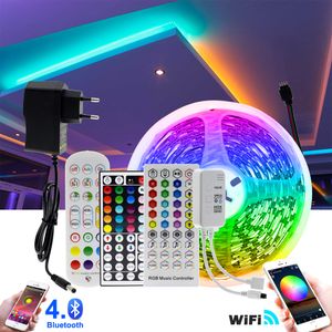 RGB LED Strip Light 5m 10m 20m 5050 RGBleable DC12V Flexible Fita Fita Fita Wi-Fi / Bluetooth / Controle de Música LED Tira RGB