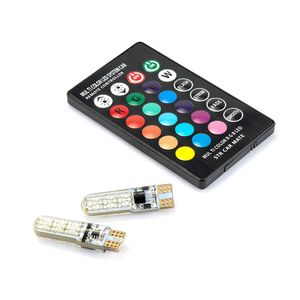 패션 RGB T10 W5W LED 194 168 W5W 5050 6SMD 자동차 돔 독서 가벼운 자동차 웨지 램프 RGB LED 전구가있는 ​​원격 컨트롤러 DHL 무료