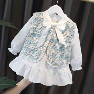 neonate 2 pezzi moda bambini set inverno maniche lunghe principessa gilet e vestito compleanno progettato uniforme autunno panno partito 12 m-5 anni g220310