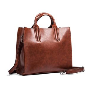 Oil Wax Leather Women Handbag Large Capacity Messenger Bags Vintage Shoulder Bag Office Lady Totes Daily Clutch bags