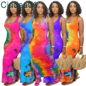 Mulheres vestido longo designer cor sólida cor tintura de manga curta casual bodysuit saia sexy u pescoço grande balanço impresso sem mangas maxi vestidos