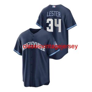 Män kvinnor ungdom Jon Lester Navy 2021 City Connect Jersey broderi Anpassad Alla namn nummer XS-5XL 6XL