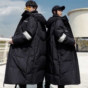 Down Jacket Men Winter Fashion Long Jacket Thicken Warm Overcoat Men Long Parka Down Coat With Hood Korean Fashion Jacket 211110