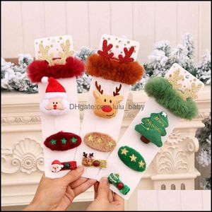 Wholesale gift sets for girls for sale - Group buy Jewelry Set Cute Cartoon Christmas Gifts Set Girl Hair Clips Barrettes Ornament Headband Children Hairpins Aessories Drop Delivery