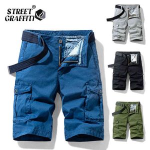 2021 New Spring Men Cotton Cargo Shorts Clothing Summer Casual Breeches Bermuda Fashion Beach Pants Los Cortos Cargo Short Men G1209