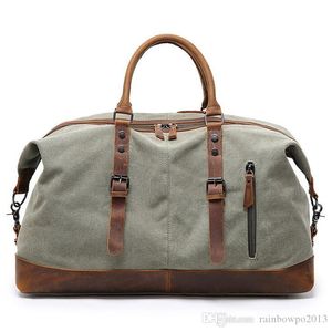 Factory wholesale men bag tide restoring ancient ways is of high quality canvas mens wear crazy horse leather exercise outdoor travel bags leathers handbags