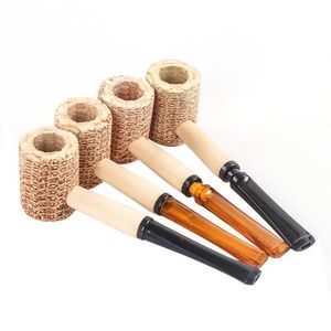 Corn Cob Pipe Disposable Natural Corncob Herb Tobacco Hammer Spoon Cigarette Filter Pipes Tools Accessories 145mm Length