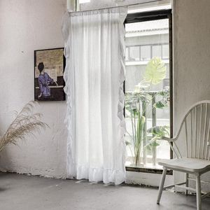Curtain & Drapes French Style White Cotton Linen Flounce Cafe Office Wedding Cloth Curtains Living Room Window Home Decor
