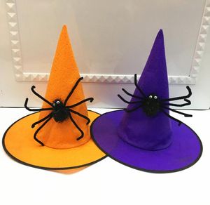 Witch cap halloween hat children adult cosplay nonwoven spider hats costumes party wizard top caps