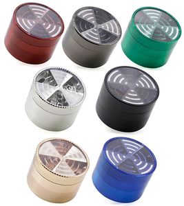 Toppfönster Signalform Tobak Krossar Slipmaskiner Metal 4 stycken 63mm Zinc Alloy Herb Grinder Rökning Tillbehör