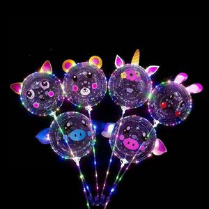 Multicolor Color LED Balloons Novely Lighting Bobo Ball Wedding Balloon Support Bakgrund Dekorationer Lätt baloonbröllop Natt Crestech