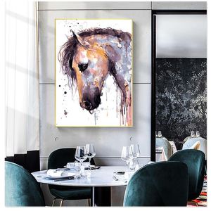 絵画ノルディックモダンな馬と孔雀キャンバス絵画壁アートポスタープリント写真リビングルーム装飾ホーム装飾