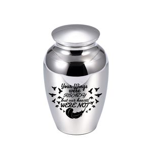 Aluminum Alloy Paw Cremation Urns Pendant Ashes Holder Keepsake Memorial Mini Jar Necklace 70x45Mm Lock Belt Gift Velvet Bag