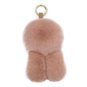 Soft Real rex rabbit fur keychain black keyring fluffy bunny bag purse ornament decor pendant