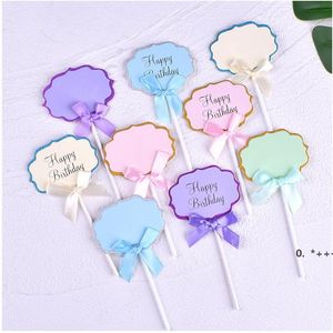 Födelsedag handgjorda tårta topper tomma cupcake toppers dekoration för fest färgglada matskyltar ost bakningstillbehör 5pcs / lot lla10482