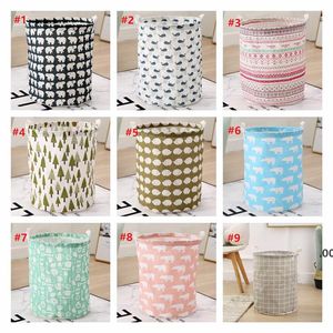 Foldable Storage Basket Kids Toys Storages Bags Sundry Bucket Cotton linen Handbags Clothing Organizer Tote sea-shipping ZZA6655