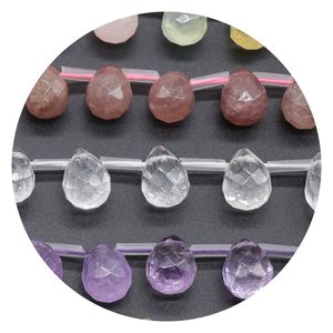 10 * 14mm Pedra Natural Cristal Rosa Drop-Shaped Faceted Grânulos Frisados ​​Para As Mulheres Fazendo Jóias Diy Um colar tem cerca de 27 talão