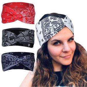 Printed Cross Tie Headbands Sports Yoga Stretch Sport wrap Hairband for women men fashion will and andy white red blue