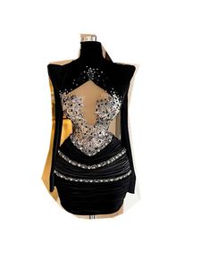 2021 preto veludo alto pescoço curto vestido de baile vestidos de noite para as mulheres sereia frisado cristal vestido de festa pregas mini robes296c