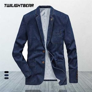 Denim Blazer Erkekler Erkek Ceket Büyük Boy Iş Casual Denim Ceket Erkekler için Eğlence Takım Elbise Ceketler Erkek Giyim 4XL AG81985 211120