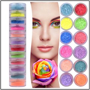 12 färger lös pulver ögonskugga Pigment Matte Mineral Spangle Nail Powders Make Up Shimmer Shining Eye Shadow 12PCS / Set