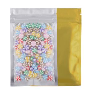 2021 Various Sizes Colors 100x Matte Translucent Flat Zip Bag Clear Front Heat Sealing Foil Mylar Zip Storage Bags w/ Tear Notch