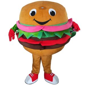 Costume della mascotte dell'hamburger di Halloween Hamburger del fumetto di alta qualità Personaggio a tema Anime della peluche Formato adulto Vestito operato dal carnevale di Natale