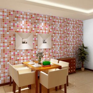 Mosaic Self Adhesive Wallpaper Sticker PVC 2D Waterproof Ceramic Tiles Stickers Home Decor Kitchen Bathroom Wall Paper V3