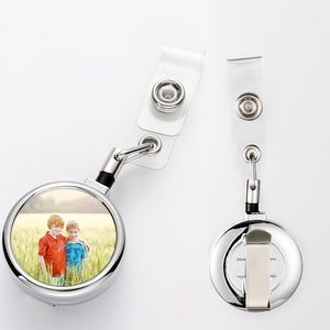 32mm Sublimation Blanks Retractable Lanyard Namn Tag DIY Office School Supplies Card Badge Reel Holder Värmeöverföring Skriv ut metallklipp