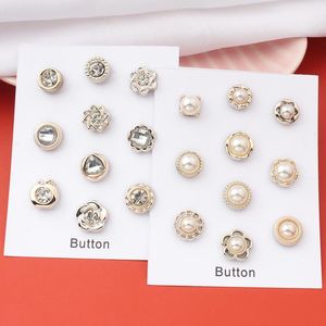 Pins, broches 1 conjunto segura hijab pins metal ímã de pérola botões de cristal magnes xale camisa gola pin fashion jóias presentes para mulheres