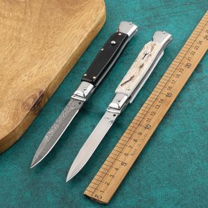 9 inch horns Damascus style guardian sacred folding knife double automatic 440 stainless steel blade camping knife