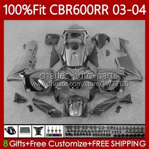 OEM Fairings for Honda CBR600F5 CBR 600 RR F5 CC 2003 2004 Kropp 71NO.112 CBR Silver Grå 600CC 600RR 600F5 03-04 CBR-600 CBR600 RR CBR600RR 03 04 Injektionsformkroppar