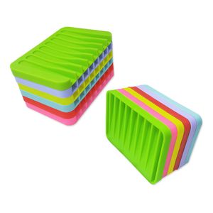 Anti-skidding Improvement Silicone Soap Dishes Flexible Bathroom Fixtures Hardware Tray Soapbox Soaps Dish Plate Holder