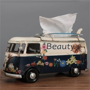 American retro creative napkin drawer, tissue box, Car, van, bus, Bar Restaurant el home living room decoration ornaments 210818