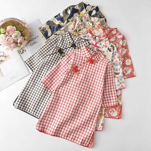 Baby Mädchen Kleid Cheongsam Retro Hanfu Chinesischen Stil Mädchen Kleidung Frühling Sommer 2021 Marke Neue Baumwolle Nette Elegante Kleid Q0716