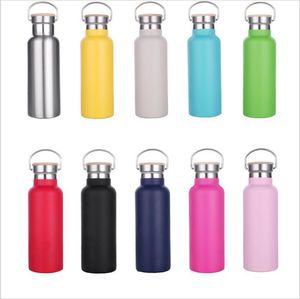 350ml 500ml Bamboo Lid Water Bottle Colored Stainless Steel Travel Kettle Vacuum Insulated Tea Dringware Festival Party Gift for Friend