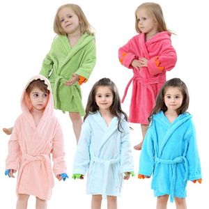 Kids Robe Cartoon Hooded Girls Boys Bathrobe Child Toddler Bathing Towel Cute Beach Baby Clothing Sleepwear Homewear 211130