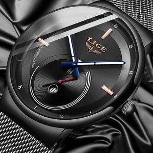 Orologi da uomo LIGE Top Brand Luxury Men Fashion Dress Orologio al quarzo Regalo perfetto Quadrante nero Stile moderno relojes hombre 210527