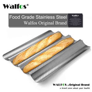Walfos Brand 100% продовольственный углеродистый сталь 4 паза 2 паза волна французский хлеб выпечки для выпечки для выпечки багета PAN 211110