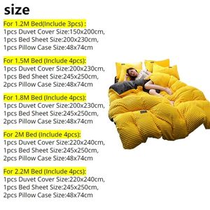 4st Plain Color Thicken Flanell Warm Bedding Set Velvet Däcke Cover Bed Sheet Pillow Case Home Bed Linens C0223212U