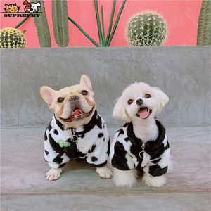 Suptepet Tavşan Kürk Giysileri Evcil Hayvanlar Için Kış Kalın Köpek Giysileri İnek Polar Fransız Bulldog Yorkie Chihuahua Yumuşak Sıcak Yavru Coat 211013