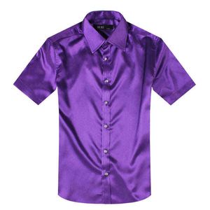 Mäns Klänning Silk Satin Groom Kortärmad T-shirts Regelbunden storlek G0105