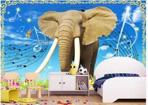 Beställnings- foto bakgrundsbilder för väggar 3d väggmålningar färsk himmel tecknad elefant barn rum bakgrund väggpapper hem dekoration
