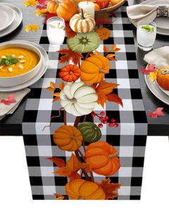 Autumn Pumpkin Maple Leaf Modern Table Runners Holiday Party Wedding Decoration Tablecloth Living Room Dining Table Accessories 211117